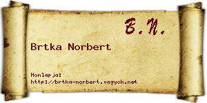 Brtka Norbert névjegykártya